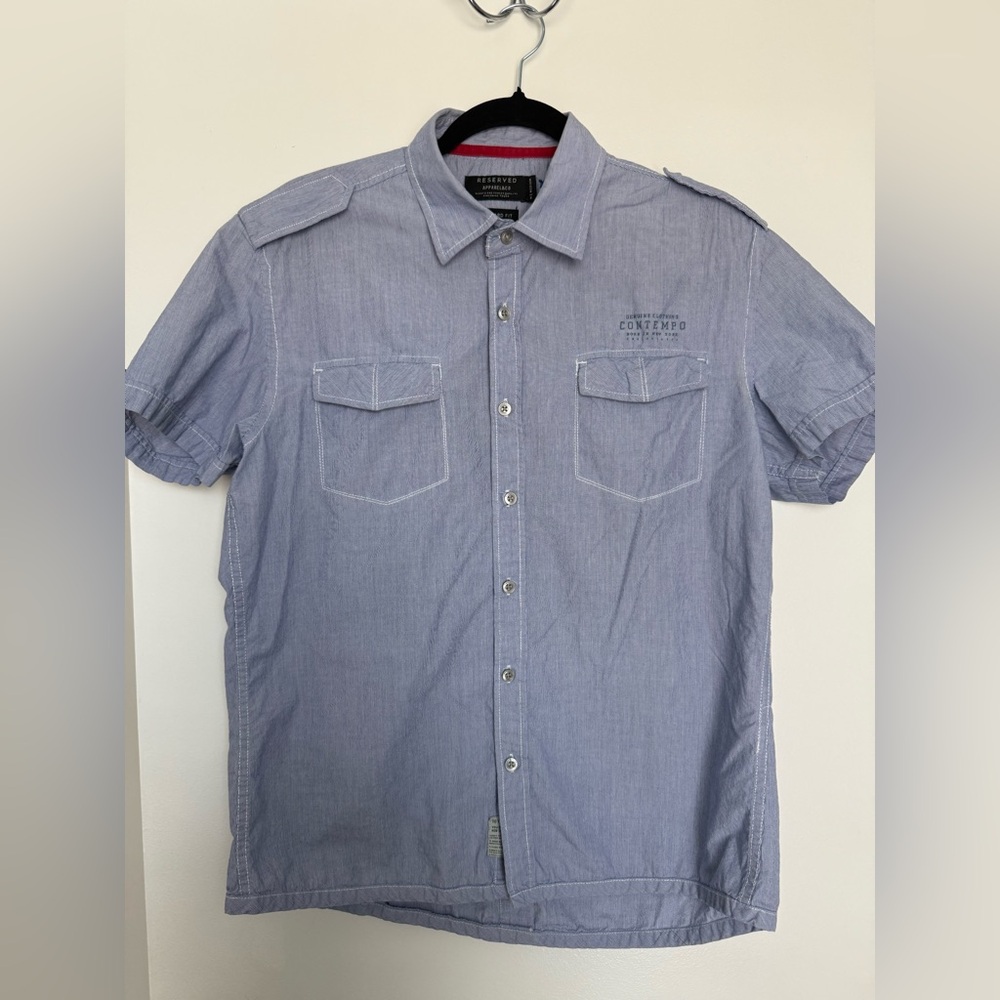 Reserved Men’s casual blue short-sleeve button-up shirt size medium